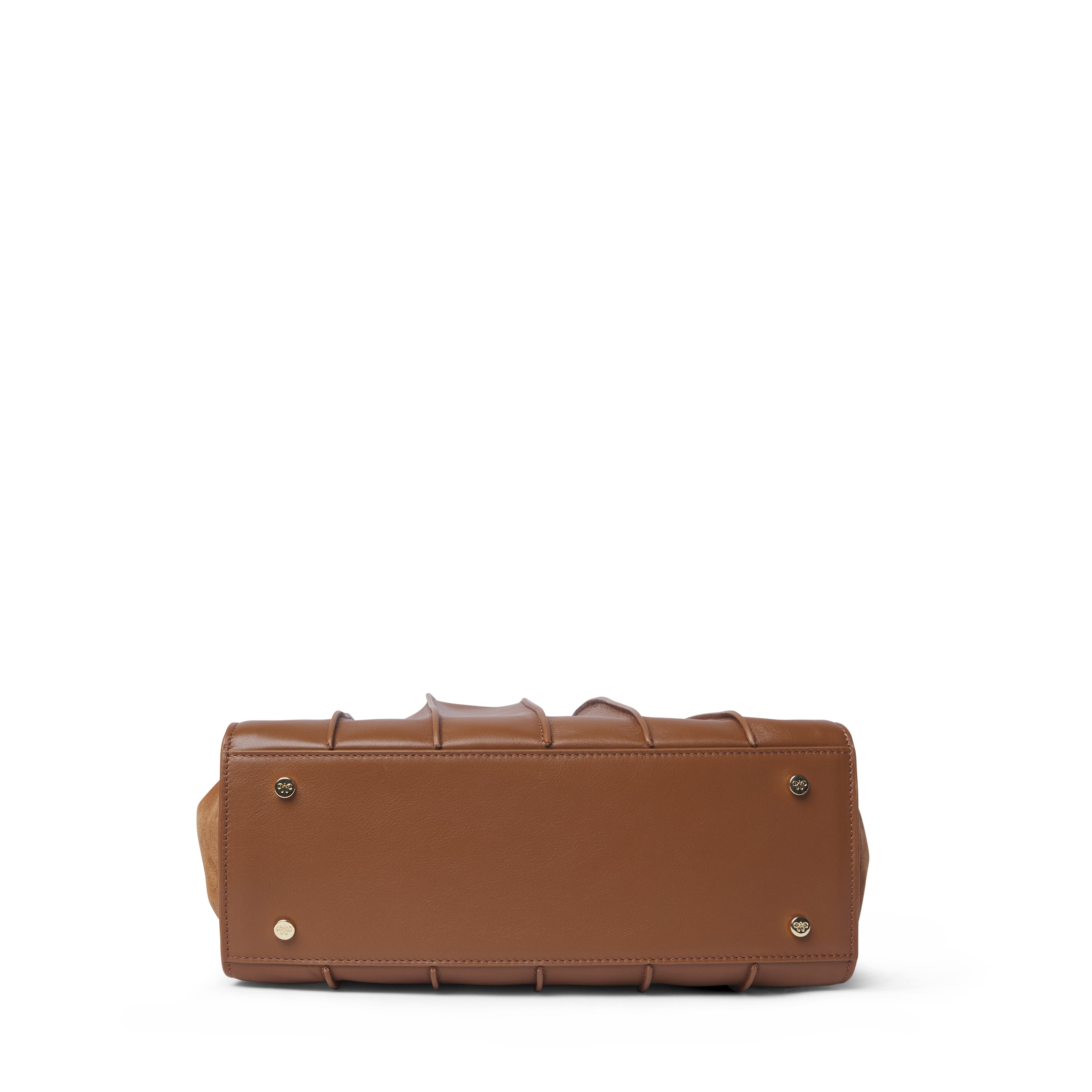 Bolso TABLAO Apache Rust. Bolso de mujer tipo saco bicolor, confeccionado en piel y ante en tonos camel, con cierre de cordón ajustable y detalle metálico dorado.