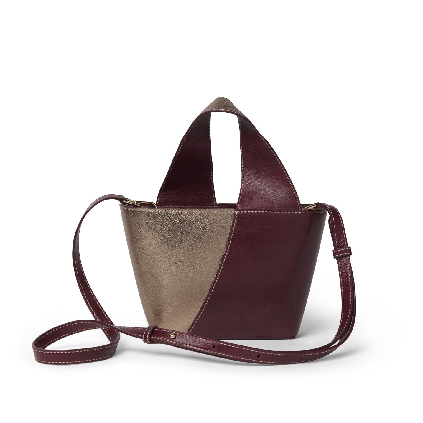 Bolso Roda Matisse de piel vacuna artesanal en dos tonos con asa reversible y bandolera desmontable – Maese Place